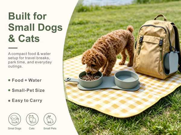 Pegifix Portable Double Bowl for Small Dogs and Cats