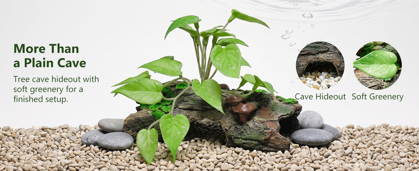 Pegifix Tree Cave with Soft Greenery for Aquariums & Terrariums