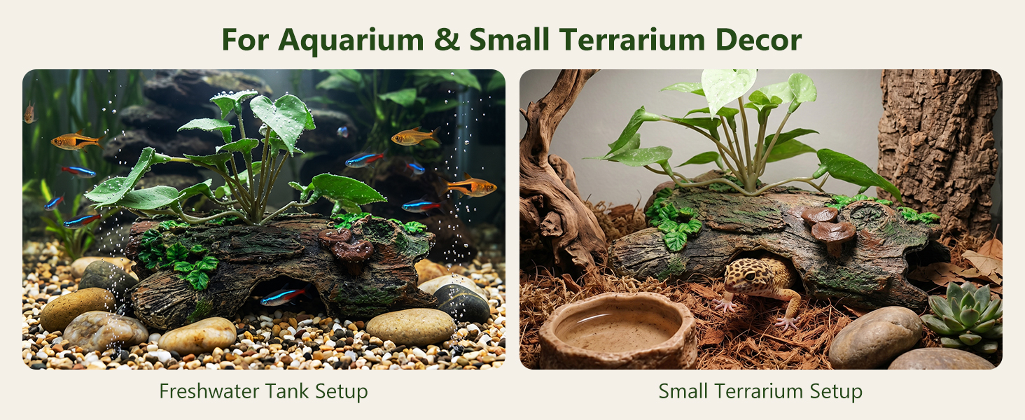 Pegifix Tree Cave with Soft Greenery for Aquariums & Terrariums